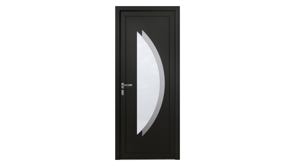 Porte d'entrée aluminium ORICOURT Porte d'entrée noire avec décor vitré